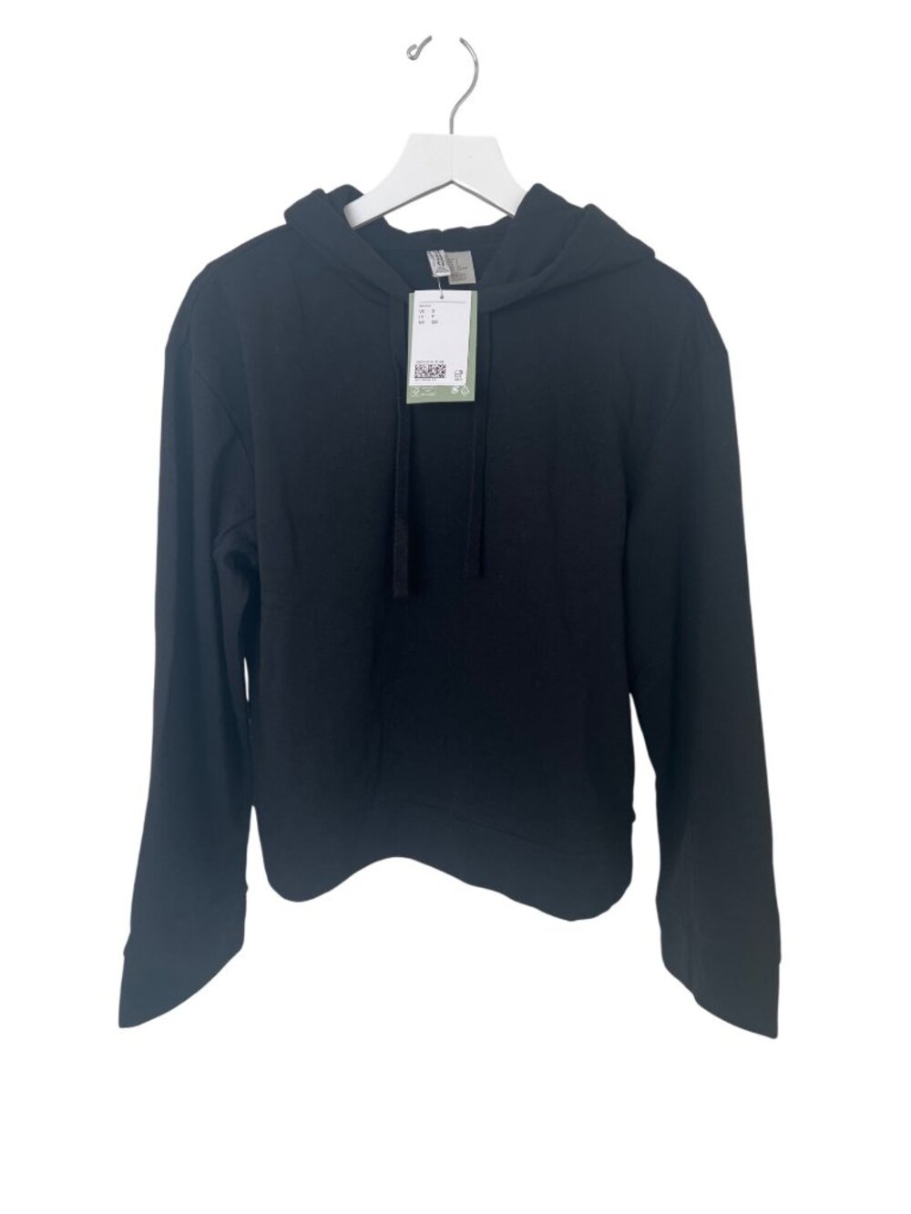 H&M Wide Sleeve Hoodie Black Soft Jersey Cotton Blend